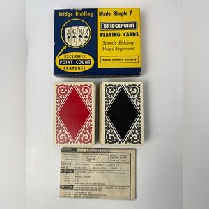 Vtg 1945 Bridgeport Bridge Playing Cards w Point Cards (2 decks) games retro
